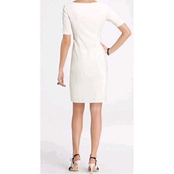 Ann Taylor Zip Front Short Sleeve Dress Size 2 Petite NWT Antique White Color - Picture 2 of 11